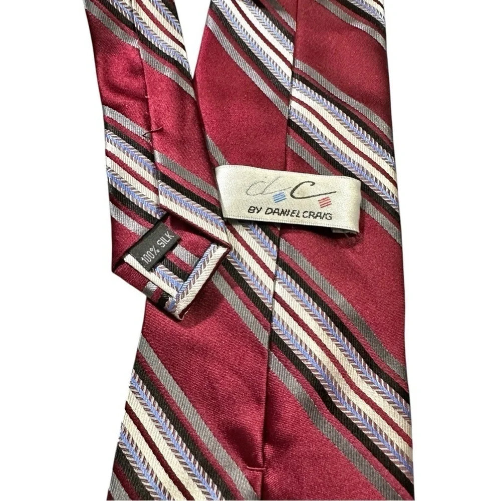 DC by Daniel Craig- Red Stiped 100% Silk Tie